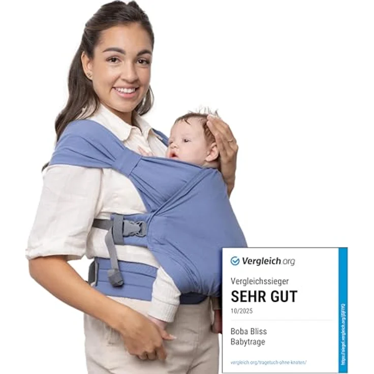 Boba Bliss Tragetuch ohne Binden, 2-in-1 Hybrid-Babytrage für Neugeborene, Vintage Marineblau – Bild 2