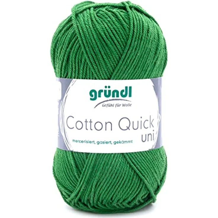 Gründl Cotton Quick Uni Strickgarn/Häkelgarn, 1 Knäuel à 50 g (farbenfrohes Garn aus 100% Baumwolle, OEKO-TEX zertifiziert, 50 g / 125 m, Nadelstärke: 3-4, 1 x 50 g), Farn – Bild 1