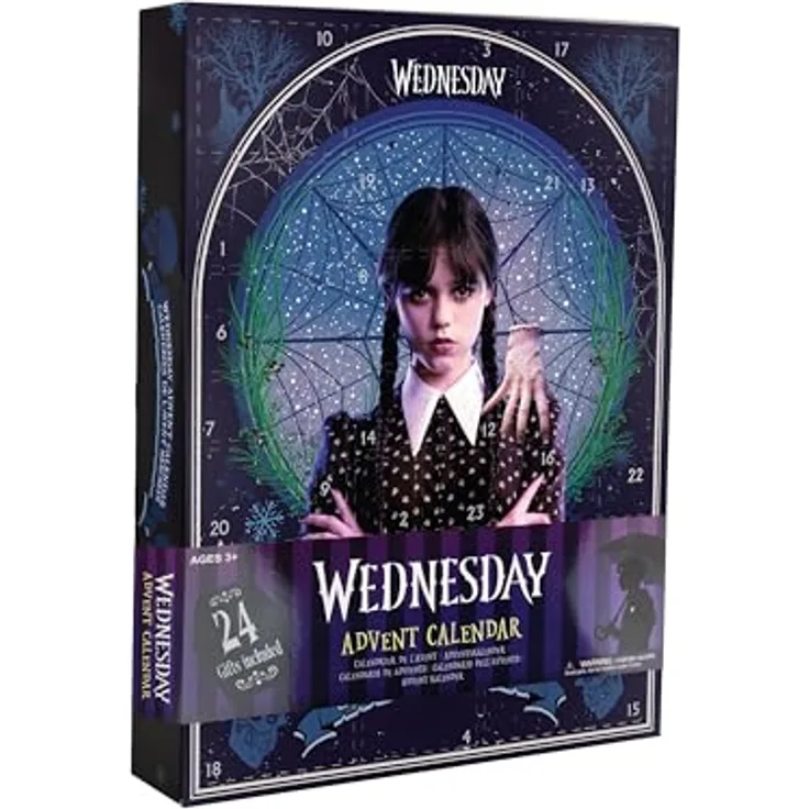 Cinereplicas Merecredi Addams Adventskalender 2025, offiziell lizenziert mit 24 einzigartigen Geschenken in der Welt von Wednesday Addams