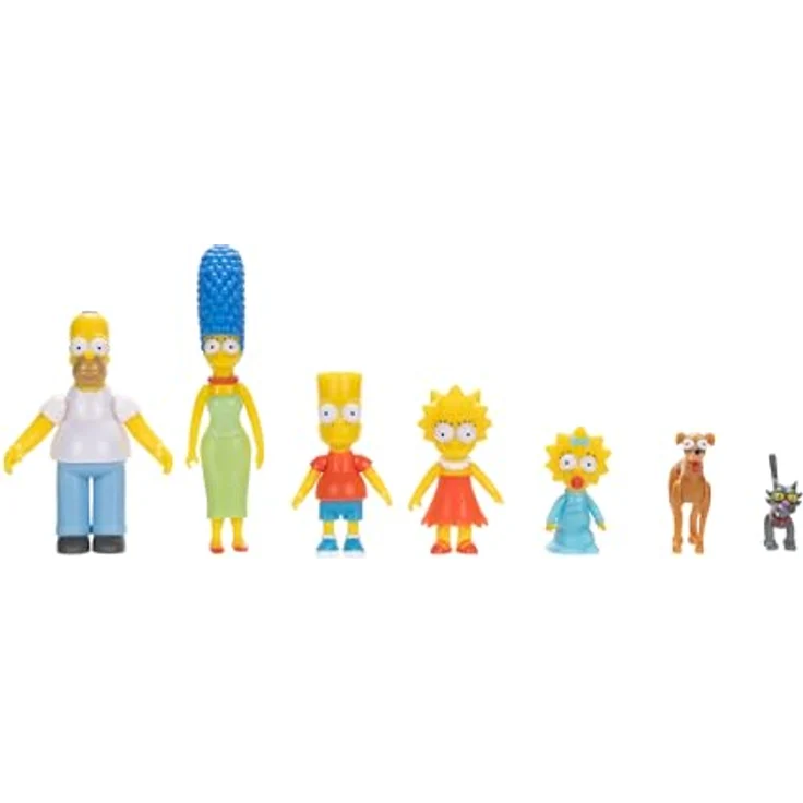 Jakks Pacific Simpsons Minifiguren 7er-Pack, 6 cm große Actionfiguren mit Homer, Marge, Bart, Lisa, Maggie, Hund und Katze – Bild 2