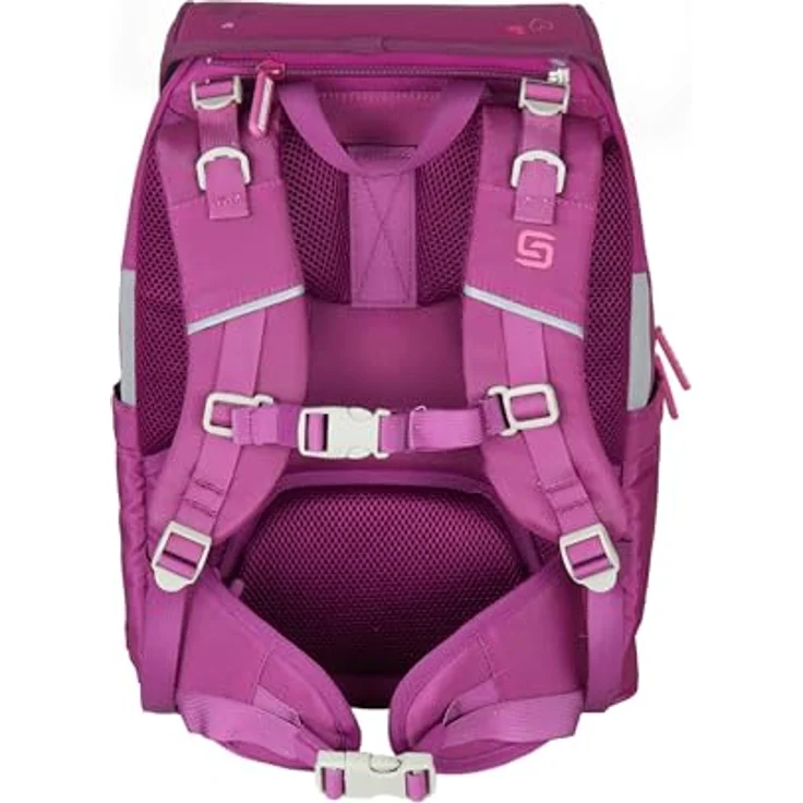 Schneiders Vienna Ergojet Purple Hearts, ergonomischer Schulranzen aus 100% recycelten PET-Flaschen, 21 Liter Volumen, mit LED-Leuchtstab und 6-teiligem Set – Bild 7