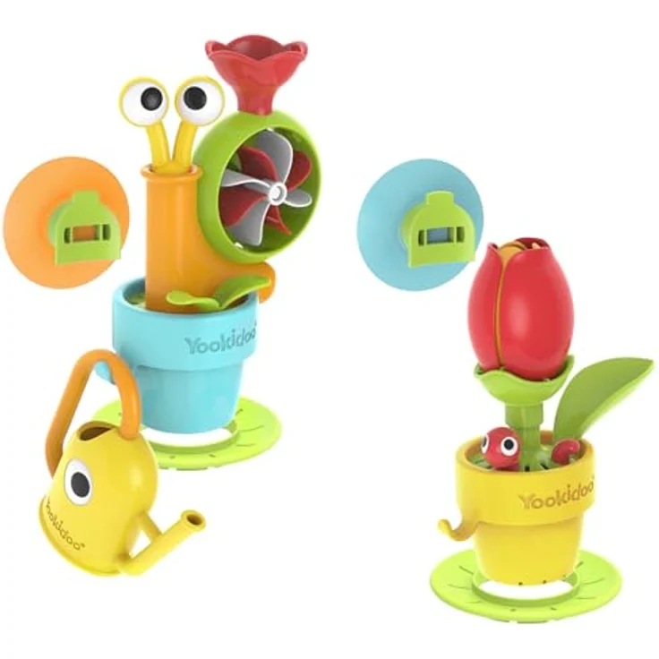 Yookidoo Pour ’N Grow Pop-Up Garden, Baby-Badespielzeug für Kleinkinder 1–3 Jahre, Gartenabenteuer-Set mit formfreier Gießkanne, schnecken- und blumenförmig, für Badewanne und Dusche – Bild 5