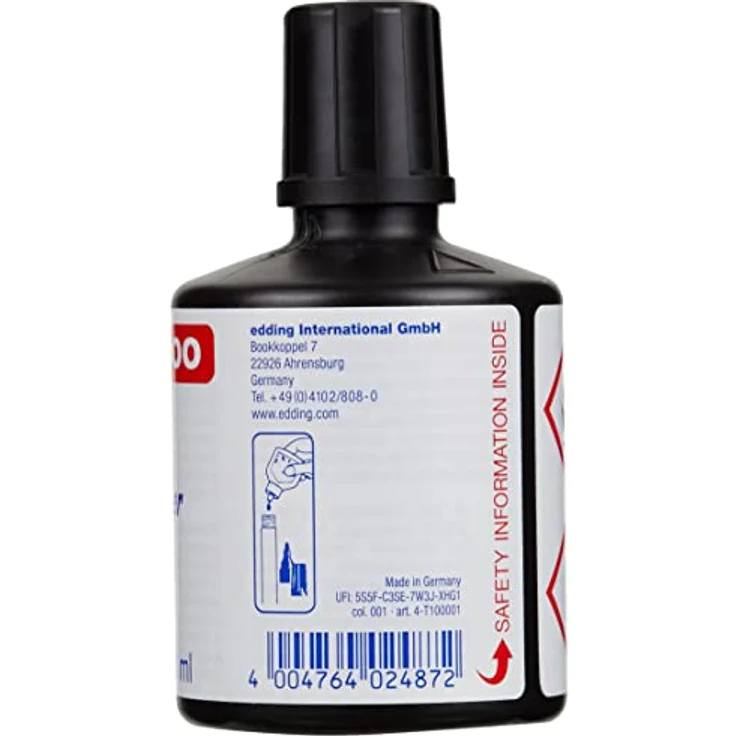 edding T 100 Nachfülltinte Permanentmarker - schwarz - 100ml - mit Tropfendosiersystem, zum schnellen Nachfüllen fast aller edding Permanentmarker – Bild 2