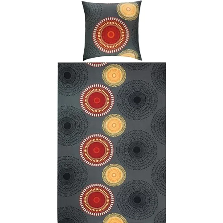 REDBEST Bettwäsche Biber anthrazit-Terra Größe 155x220 cm (80x80 cm)