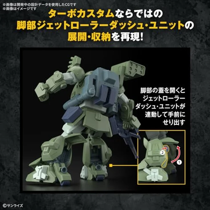 Bandai Hobby HG Scopedog Turbo Custom, Modellbausatz High Grade, 1/20 Maßstab, bewegliche Actionfigur mit schweren Waffen, einfache Montage – Bild 4