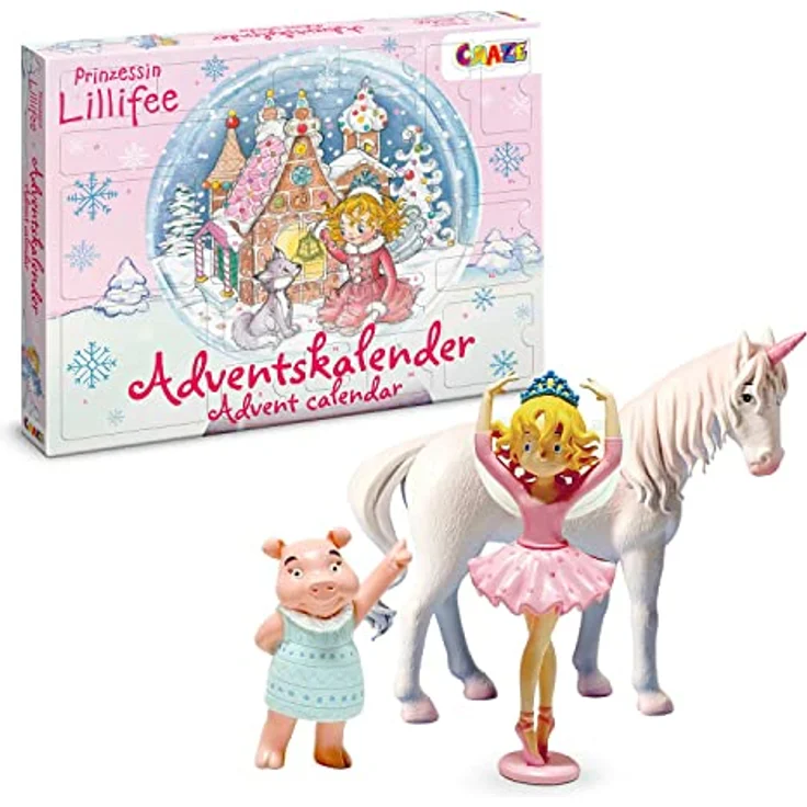 CRAZE Prinzessin Lillifee Adventskalender Kinder - Spielzeug Adventskalender Mädchen mit Prinzessin & Einhorn Figuren – Bild 1