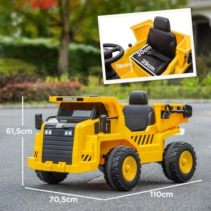 AIYAPLAY Kinder Elektro Traktor 12V Aufsitztraktor mit Fernbedienung, Eimer, Schaufel, Musik und Scheinwerfer, Gelb – Bild 5