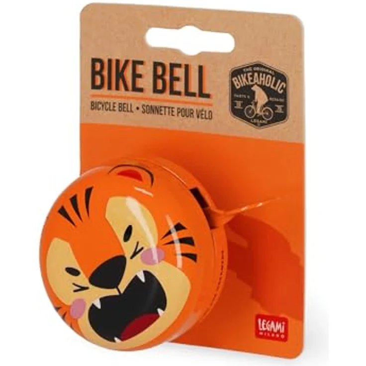 Legami Fahrradklingel - Bike Bell, Fahrradhupe für Kinder, strapazierfähig, Tiger-Motiv, Orange – Bild 3