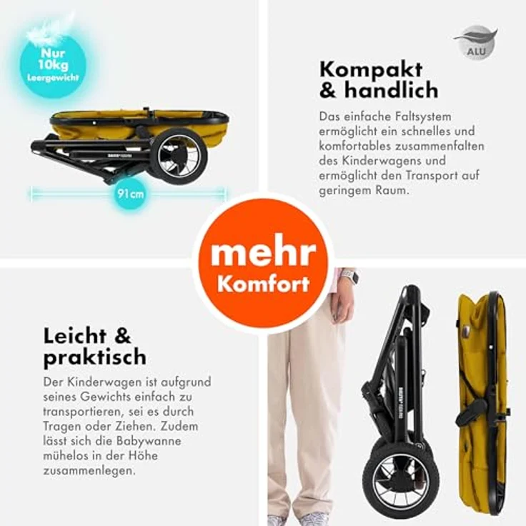 Daliya® FLEXI-PRO M 3in1 Kinderwagen & Buggy mit i-Size Babyschale, leichter Aluminiumrahmen, Wetterschutz und großem Einkaufskorb – Bild 6