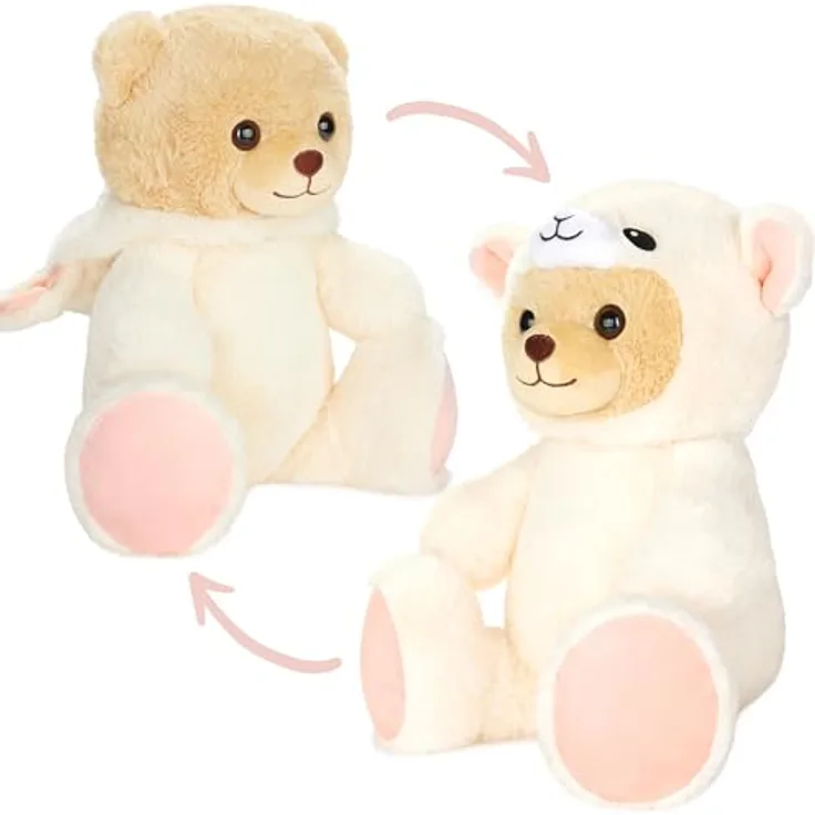 BRUBIES Teddy Schaf, 25 cm Teddybär im abnehmbaren Schafkostüm mit Kapuze, extra weiches Plüschtier für kuschelige Abenteuer, Geschenkidee für Kinder