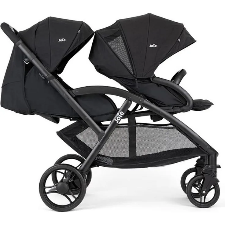 Joie Evalite Duo Zwillingswagen, leicht und kompakt, inkl. Regenverdeck, Coal Grey