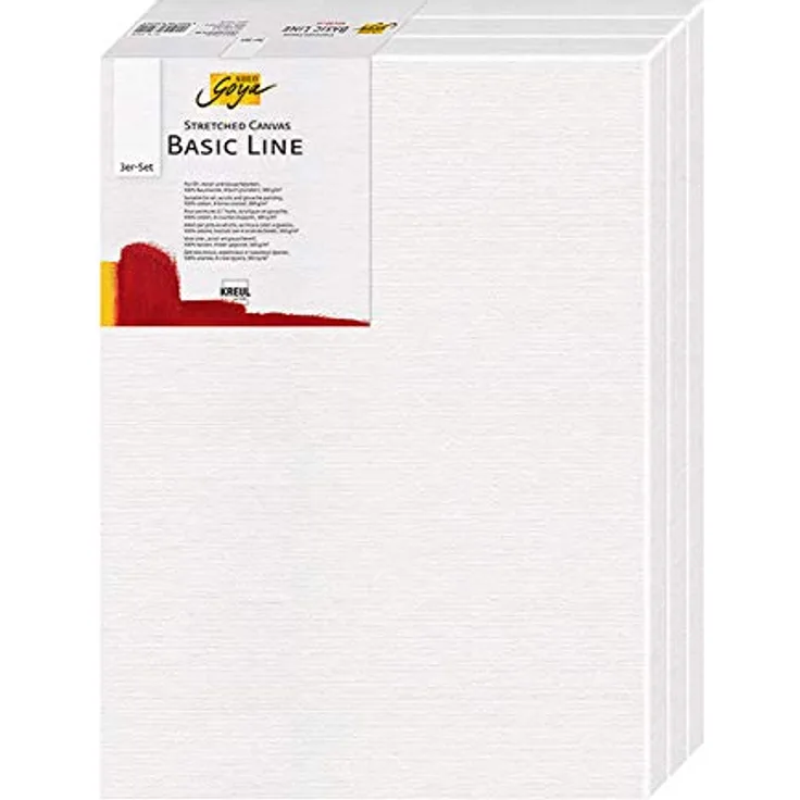 KREUL 635060 - Solo Goya Stretched Canvas Basic Line Keilrahmen 50 x 60 cm, 3er Set, mit Leinwand aus Baumwolle 4 fach grundiert, ideal für Öl, Acryl-und Gouachefarben