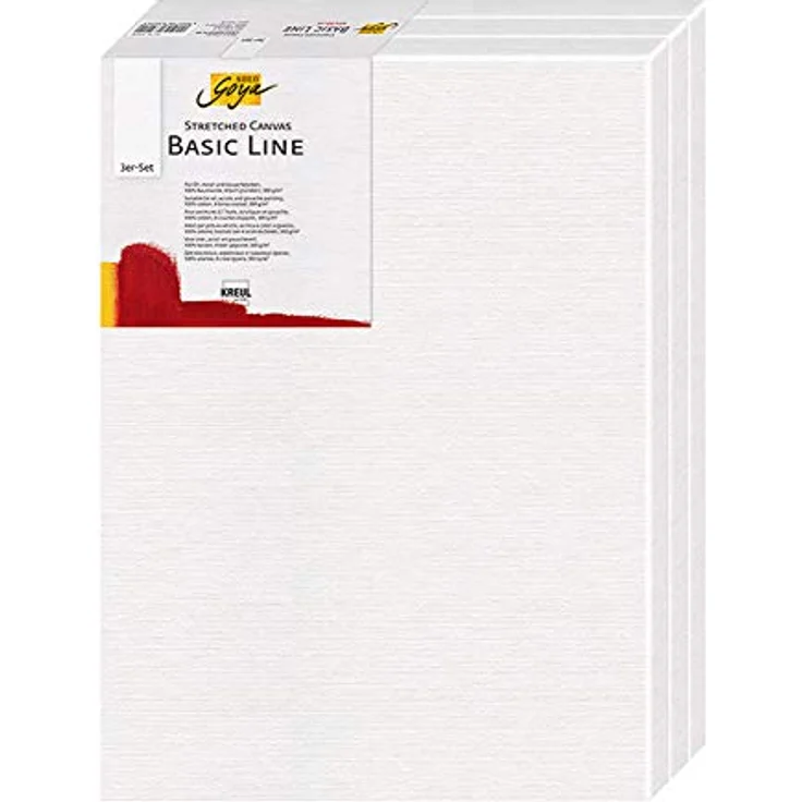KREUL 635060 - Solo Goya Stretched Canvas Basic Line Keilrahmen 50 x 60 cm, 3er Set, mit Leinwand aus Baumwolle 4 fach grundiert, ideal für Öl, Acryl-und Gouachefarben