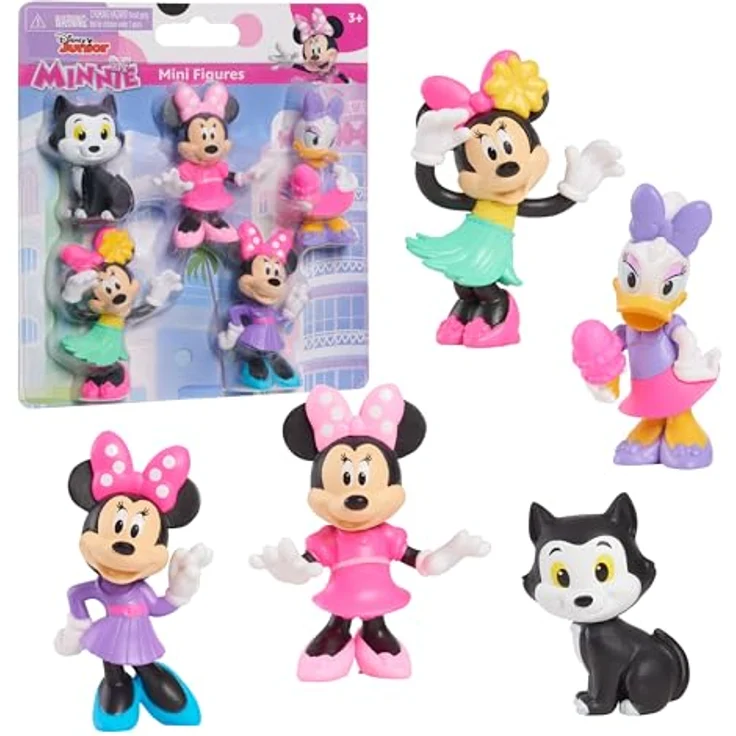 Just Play Disney Junior Minnie Mouse Minifiguren 5er-Pack, 5 Figuren von Minnie Mouse und Daisy Duck, 4,3-6,9 cm, ab 3 Jahren – Bild 1
