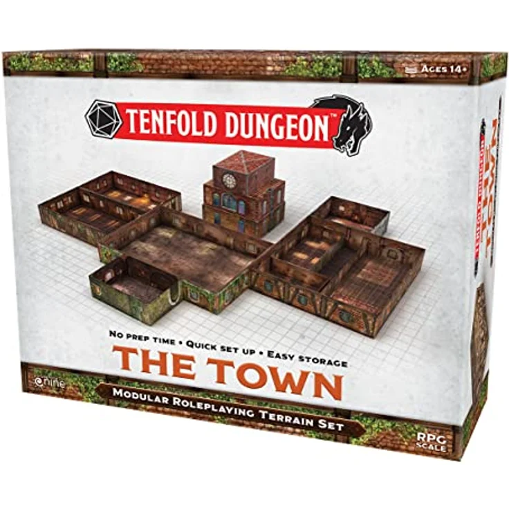 Gale Force Nine GF9TFD03 Tenfold Dungeon: The Town, Einheitsgröße Miniaturenspiel aus Cardstock, Mehrfarbig – Bild 1