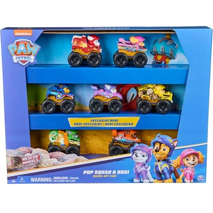 Spin Master Paw Patrol Geschenk Zest Fahrzeuge 6070169, 7 Paw Patrol-Rettungsfahrzeuge inklusive exklusivem Roxi-Rennwagen – Bild 1