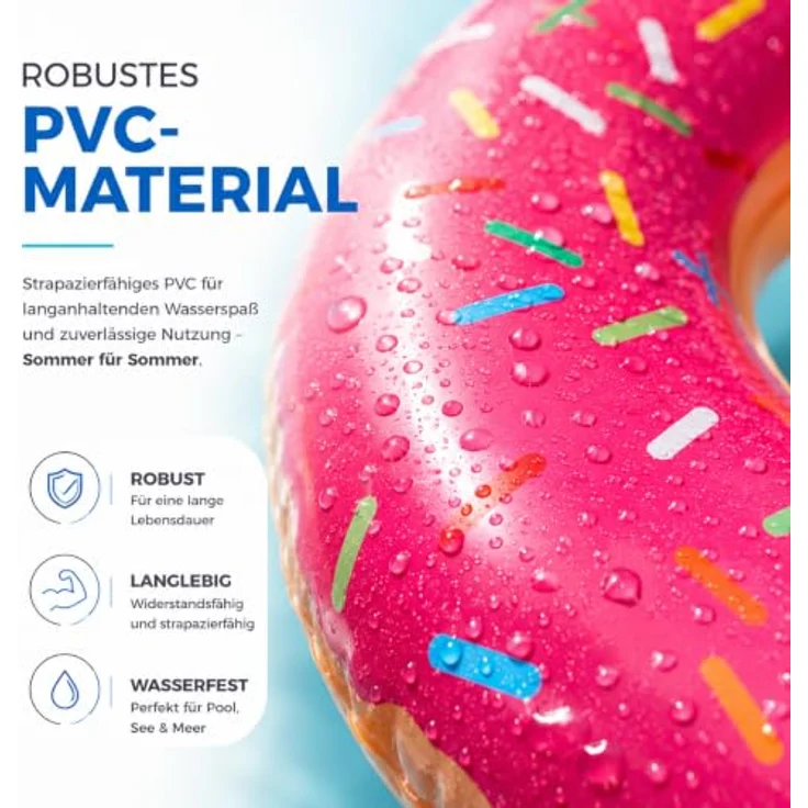 TK Gruppe Timo Klingler Aufblasbarer Donut Schwimmring braun Ø 120 cm mit Biss - XXL-Schwimmreifen für Pool, Strand & See, ideal für Erwachsene und Kinder – Bild 3