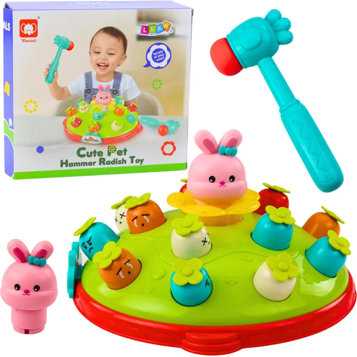 One Global Trade Arcade-Spiel: Schlage die Karotte mit einem Hammer, springender Hase, runde Spielplatte 25 x 10 x 26 cm, bunt