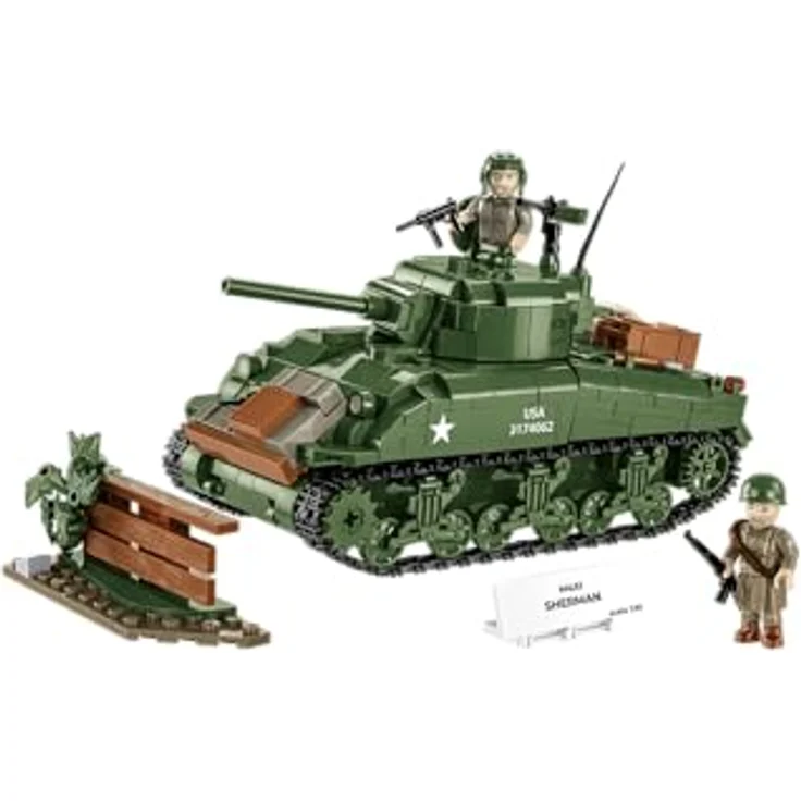 Cobi 663 PCS HC WWII 3126 M4A1 Sherman, Klemmbausteine Set im Maßstab 1:35 mit 2 Figuren und Umweltelementen – Bild 3
