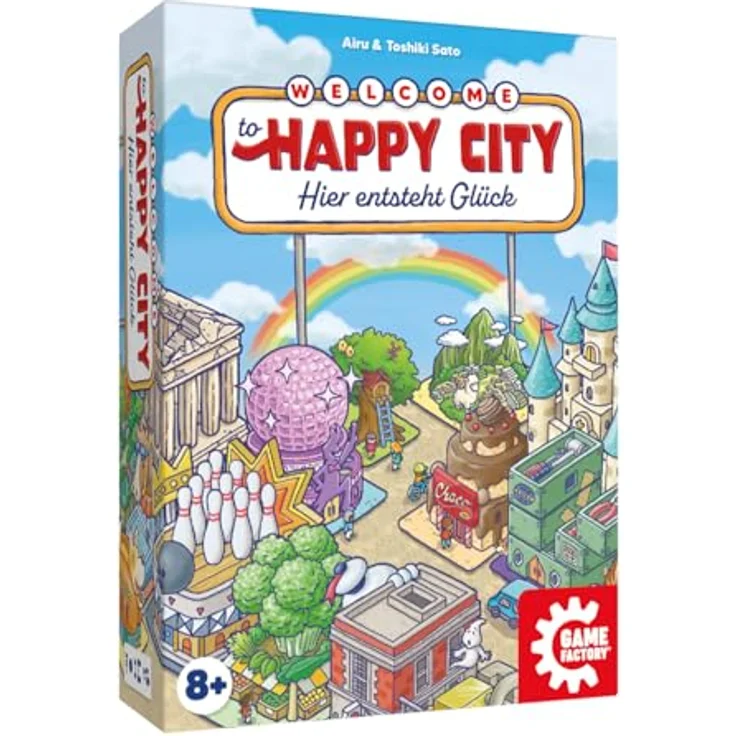 Game Factory 646084 Happy City, Legespiel ab 8 Jahren, Familienspiel für 2-5 Spieler, Kartenspiel, Stadtbau – Bild 1