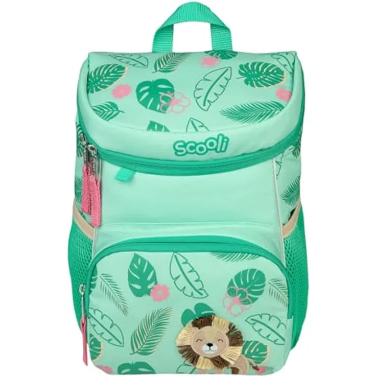 Scooli Kindergartentasche Leo Lion, Rucksack aus Polyester und PVC, Grün, 8 Liter Volumen, mit Höhenverstellbaren Schultergurten