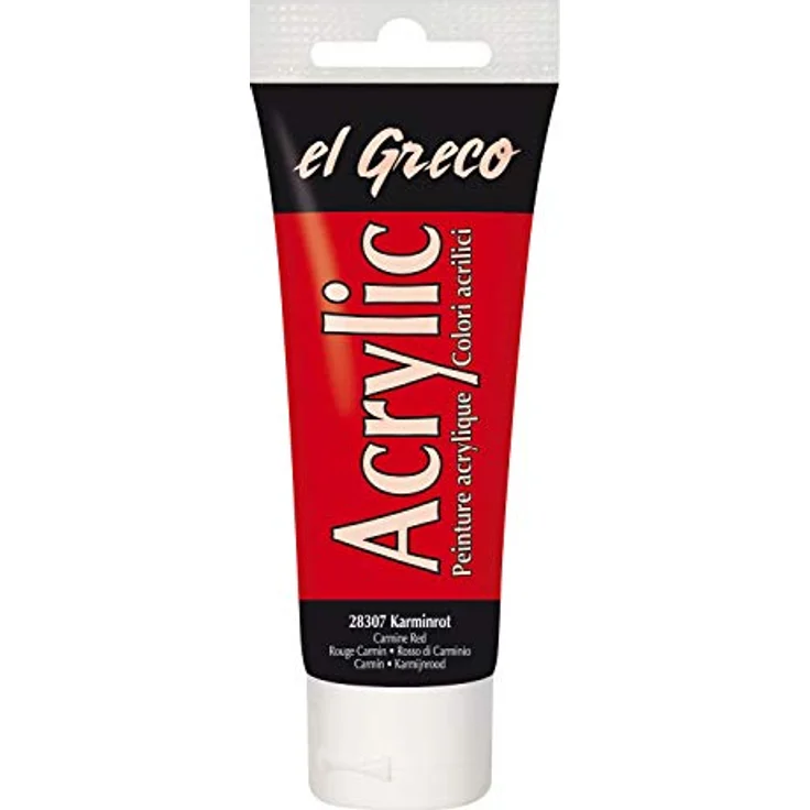 Kreul KREUL 28307 - El Greco Acrylfarbe, 75 ml Tube in karminrot, hochpigmentiert, glänzend, buttrig vermalbar für pastose Malerei – Bild 1