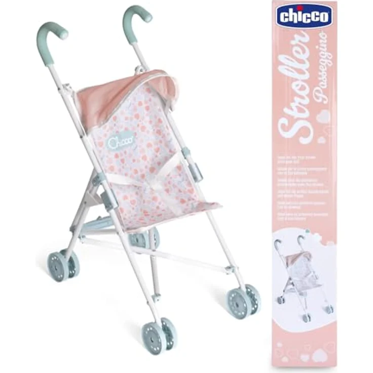 Chicco Puppenwagen My First Doll, Spielzeugkinderwagen mit 4 Rädern, leicht und faltbar, Stoffsitz und abnehmbare Sonnenblende, für Kinder ab 3 Jahren – Bild 1