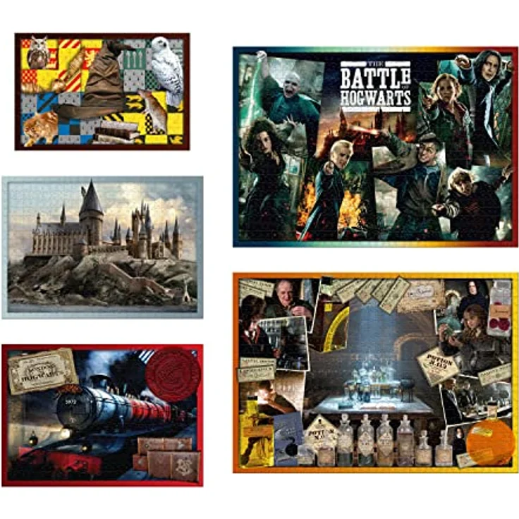 Winning Moves WM03015-ML1-4 Harry Potter Brettspiel, 5er Puzzle-Set mit 160, 500 und 1000 Teilen, ab 6 Jahren – Bild 2