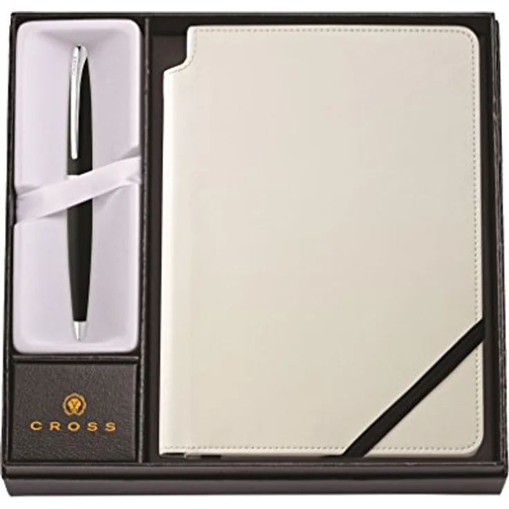 Cross ATX Basalt Schwarz, Schreibset mit Kugelschreiber und weissem Notizbuch in Geschenkbox