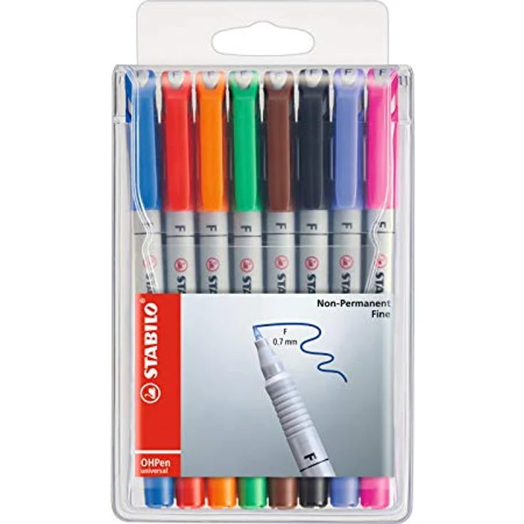 Folienstift - STABILO OHPen universal - wasserlöslich fein - 8er Pack - mit 8 verschiedenen Farben – Bild 1