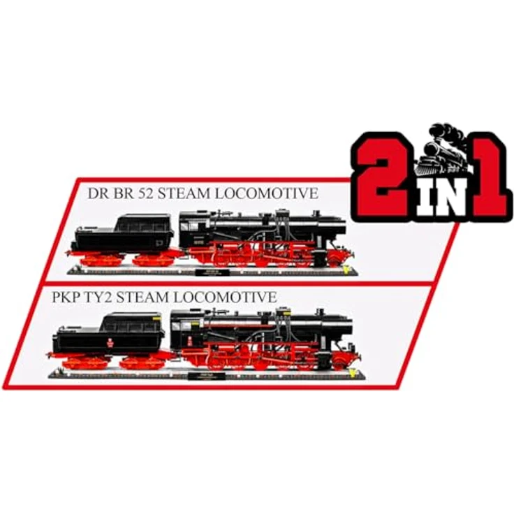 Cobi DR BR 52 Dampflokomotive & Bahnsignal, 2-in-1 Edition, Maßstab 1:35, mit deutschen und polnischen Markierungen – Bild 3