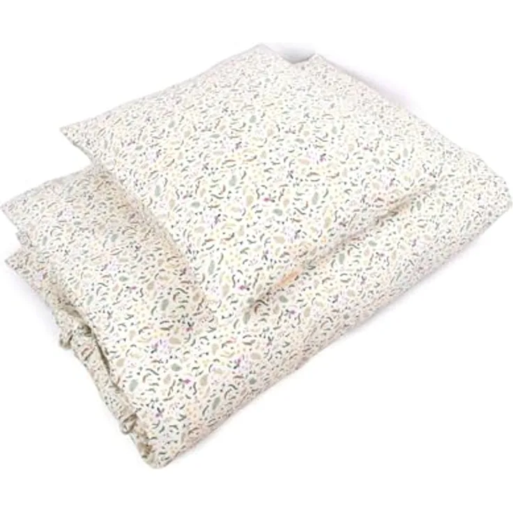 Filibabba Junior Bettwäsche GOTS - Harvest, satinierte Bio-Baumwolle, Creme, Bettbezug 100x140 cm, Kissenbezug 45x40 cm mit Kordelzug und Umschlagverschluss, inklusive Tragetasche