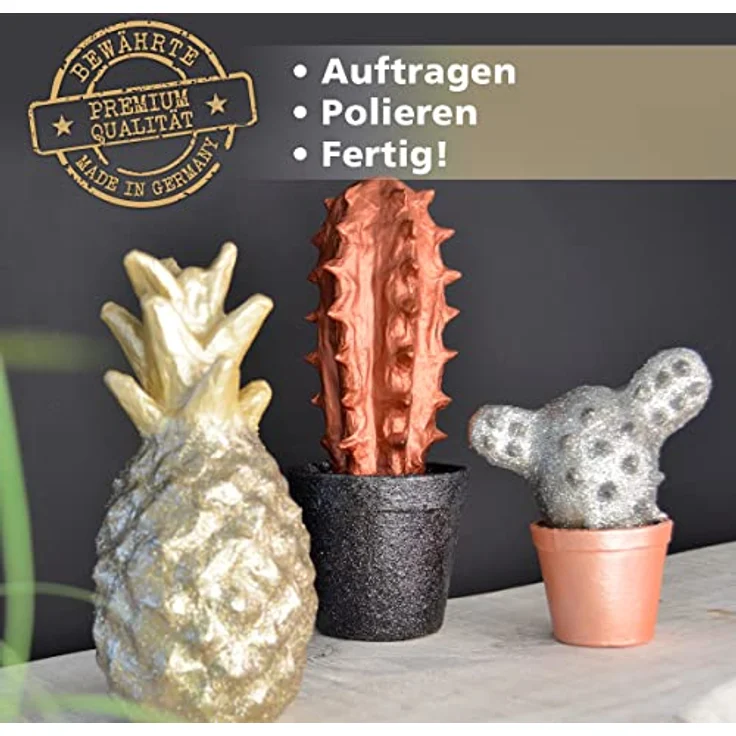 Viva Decor Inka Gold 62,5g (Silber) - Schnell trocknende, wachshaltige Metallic Polierpaste für Hochglanz-Effekte auf Holz, Ton & Terracotta – Bild 2