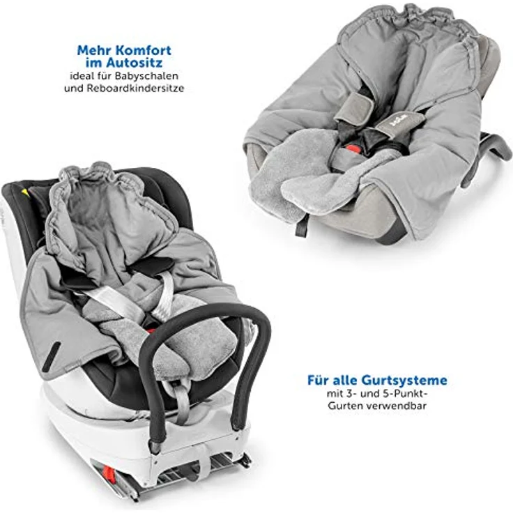 Zamboo Baby Einschlagdecke mit Füßen - Winter - gefütterte Decke für Babyschalen/Autositze (passend für Maxi-Cosi, Cybex, Römer) und Kinderwagen, mit Kapuze und Tasche - Grau – Bild 6