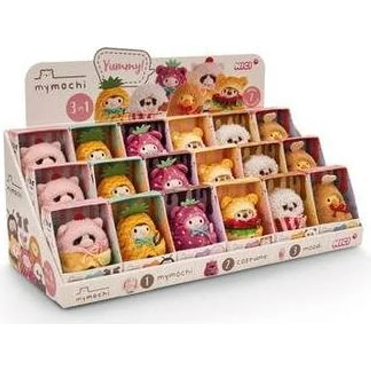 NICI mymochi 8cm Geschenk Set, Kuscheltier Sortiment mit Moodie, Yummi! Edition, 18 Geschenkboxen