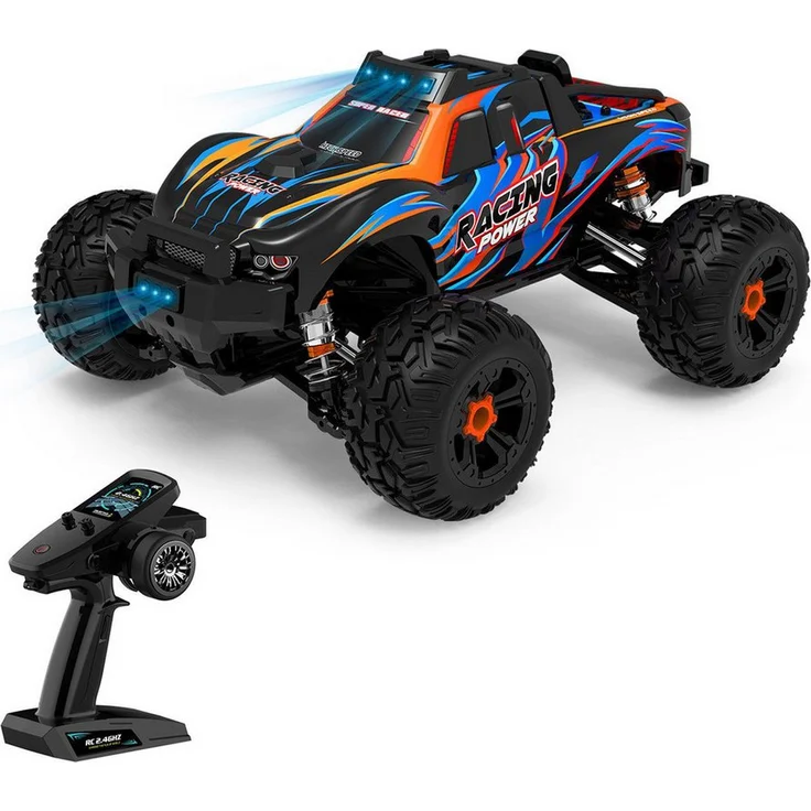 Esun RC-Auto Ferngesteuertes Auto, 1:16 RC Auto Offroad, 40km/h All Terrain RC Car (Set, Komplettset), 2,4 GHz Fernsteuerung Auto für Erwachsene und Kinder ab 8 10 Jahre - Leistungsstarker Über-390-Motor, LED-Leuchten, 7.4V 1500 mAh Li-ion Akku, Wasserdichter ESC