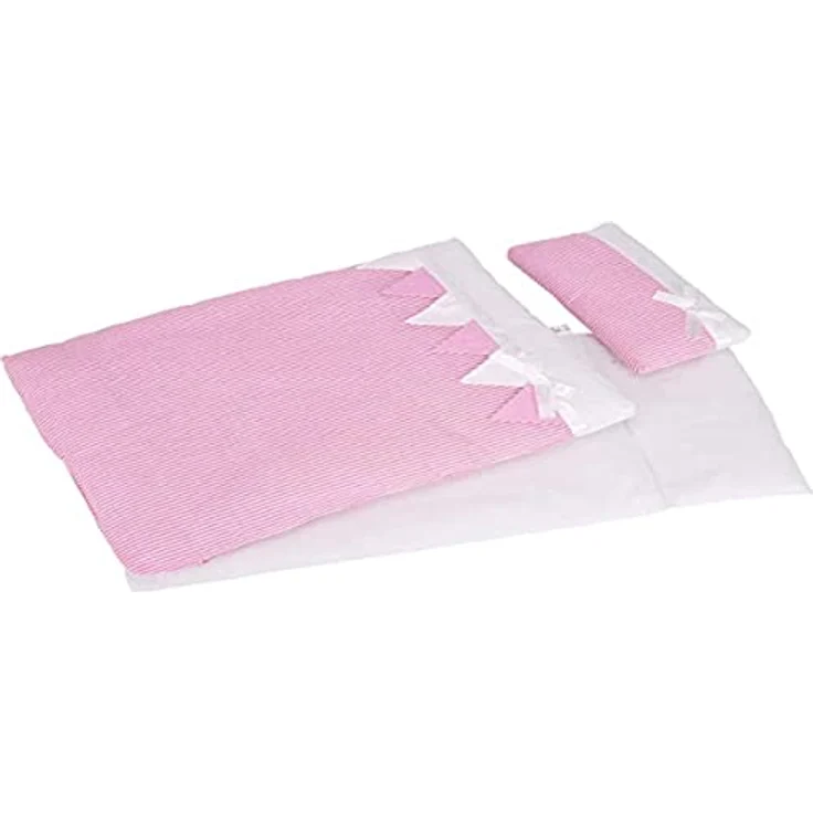 Puppenbettzeug rosa Streifen – Bild 2