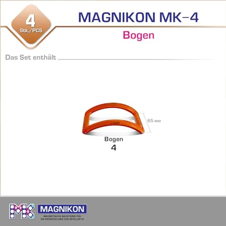 MAGNIKON Magnetische Bausteine Bogen 4 STK Zusatzset, Montessori Spielzeug ab 3 Jahre, robuste magnetische Bauklötze aus BPA-freiem Kunststoff – Bild 2