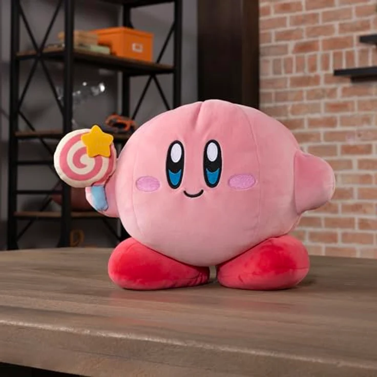 Tomy Kirby Mocchi Mocchi Mega Plüschfigur Mit Unbesiegbarer Zauberstab 33 Cm Rosa Rosa One Size – Bild 5