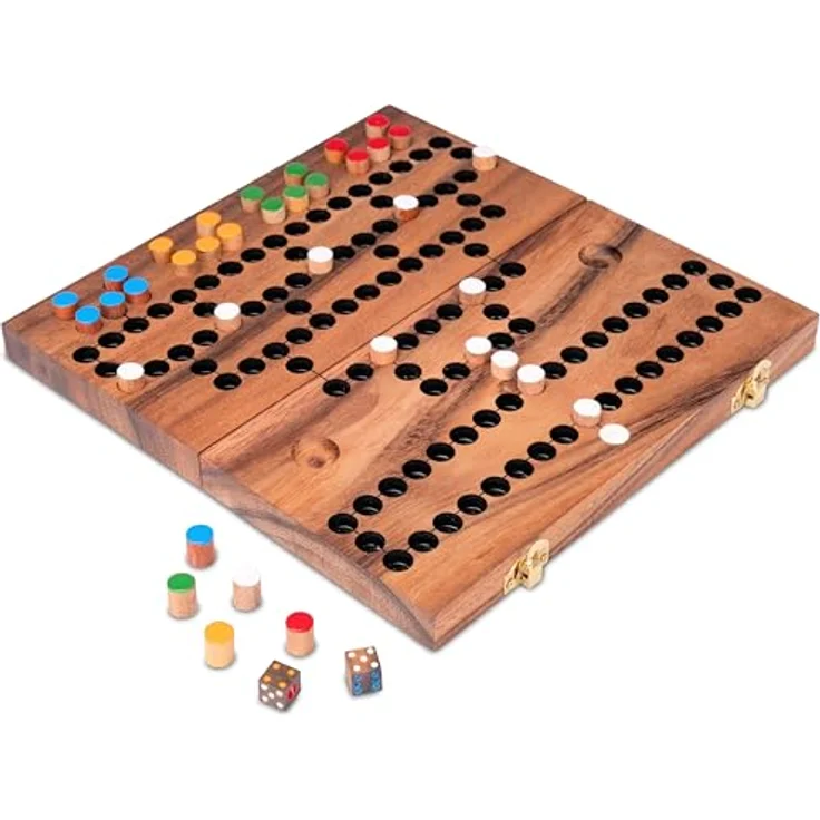 Logoplay Blockade, Brettspiel für 2-4 Spieler, zusammenklappbar mit Metallverschluss, Spielfeld 26 x 27 cm aus Samena-Holz – Bild 5