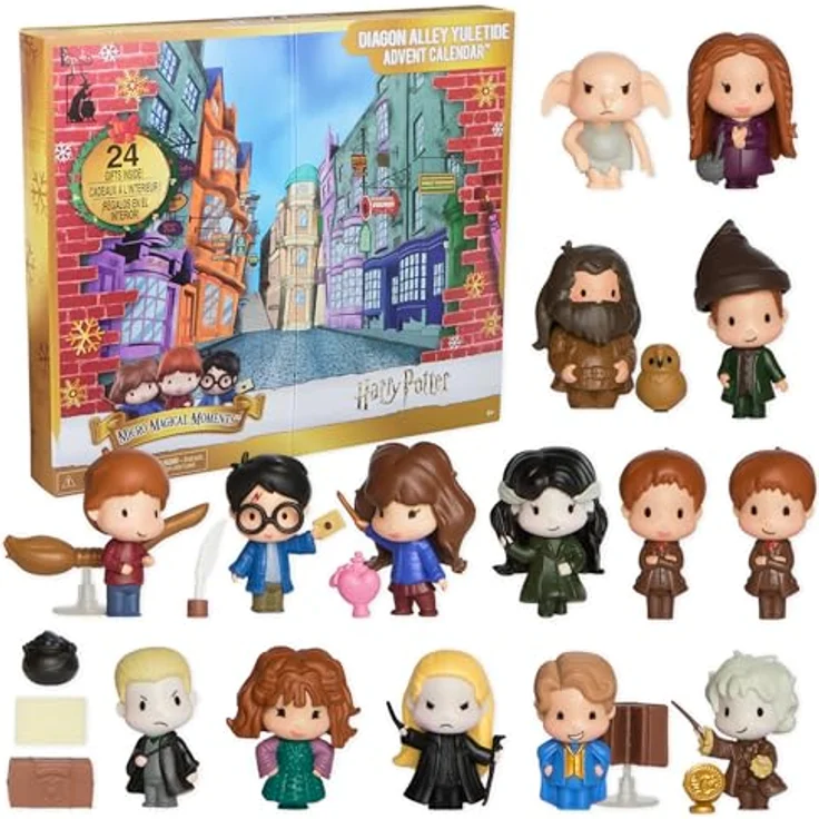 Wizarding World Harry Potter "Weihnachten in der Winkelgasse" Adventskalender 2025 mit 24 Überraschungen, 15 Figuren und 9 Zubehörteilen, Spielzeug für Kinder ab 6 Jahren – Bild 1