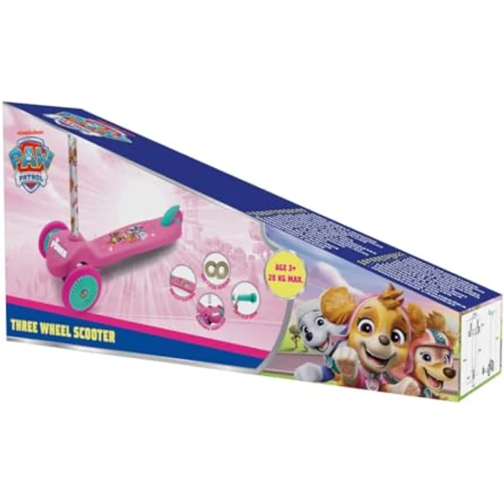 Seven 3-Rad Scooter Paw Patrol Girls, Kinder-Scooter mit Lean-to-Steer-Lenkung, rutschfestem Deck und Hinterradbremse, leicht und klappbar – Bild 5