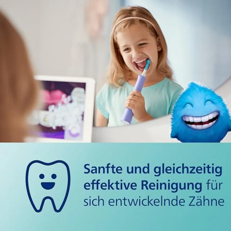 Philips Sonicare For Kids HX6322/12, elektrische Schallzahnbürste mit App, SmarTimer, QuadPacer und zwei Bürstenköpfen, Lila – Bild 2