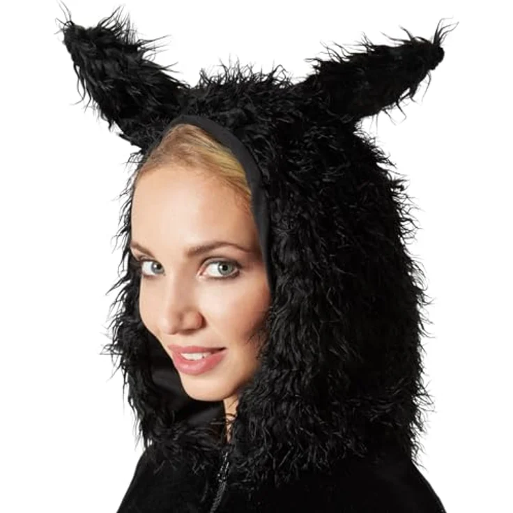 dressforfun Fledermaus Kostüm Damen und Herren, Tierkostüm für Erwachsene, Halloween Karnevalskostüm, schwarzes Kleid mit Fledermausflügeln - M – Bild 4