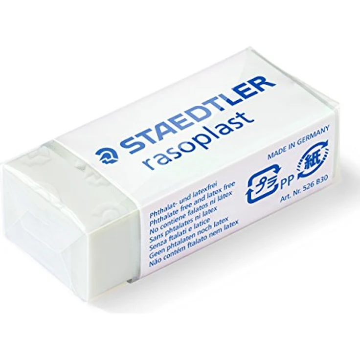 STAEDTLER 526 B3BK3D Radierer rasoplast phtalat- und latexfrei,, 19 x 13 x 43 mm, 3 Stück auf Blisterkarte, weiß – Bild 2