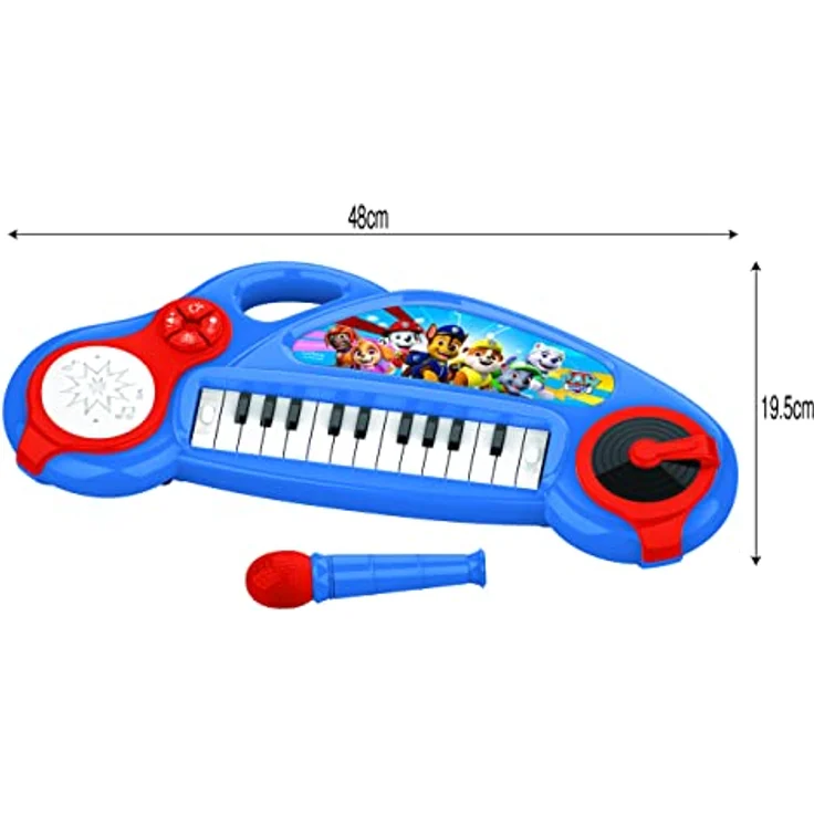 Lexibook K704PA Paw Patrol Elektronisches Klavier für Kinder mit Lichteffekten, Mikrofon, Schlagzeug, integriertem Lautsprecher, Demo-Melodien, DJ-Player, blau/rot – Bild 2