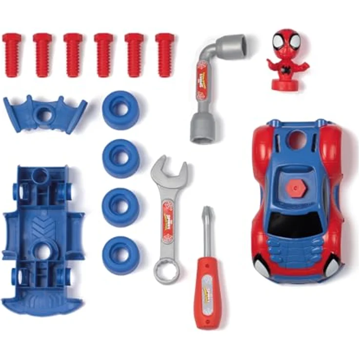 Smoby Spidey Werkzeugkoffer Auto Set, Spielzeug-Auto mit Montagesatz und Werkzeug für Kinder ab 3 Jahren, 1 Stück – Bild 3