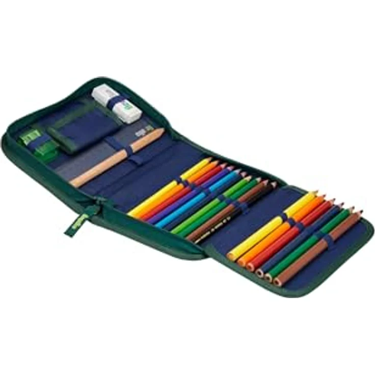ergobag Federmäppchen Set 22-teilig, Lyra Buntstifte, Stundenplan-Fach, Kleingeld Fach, Lineal BärRex - Grün – Bild 2