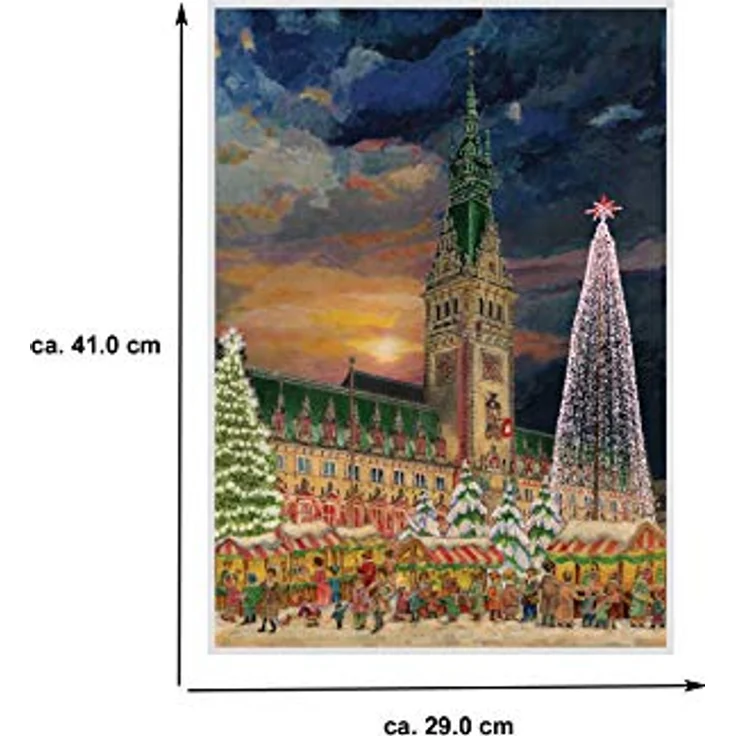 Richard Sellmer Verlag Adventskalender Hamburg mit Rathaus und Silberglimmer, 42x29,7cm – Bild 5
