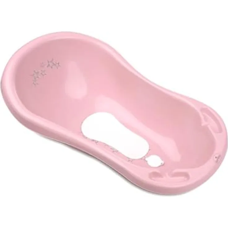 Lorelli Babybadewanne 1013046 mit Wasserablauf 84 cm und Ablagefächer, ergonomische Form, rosa